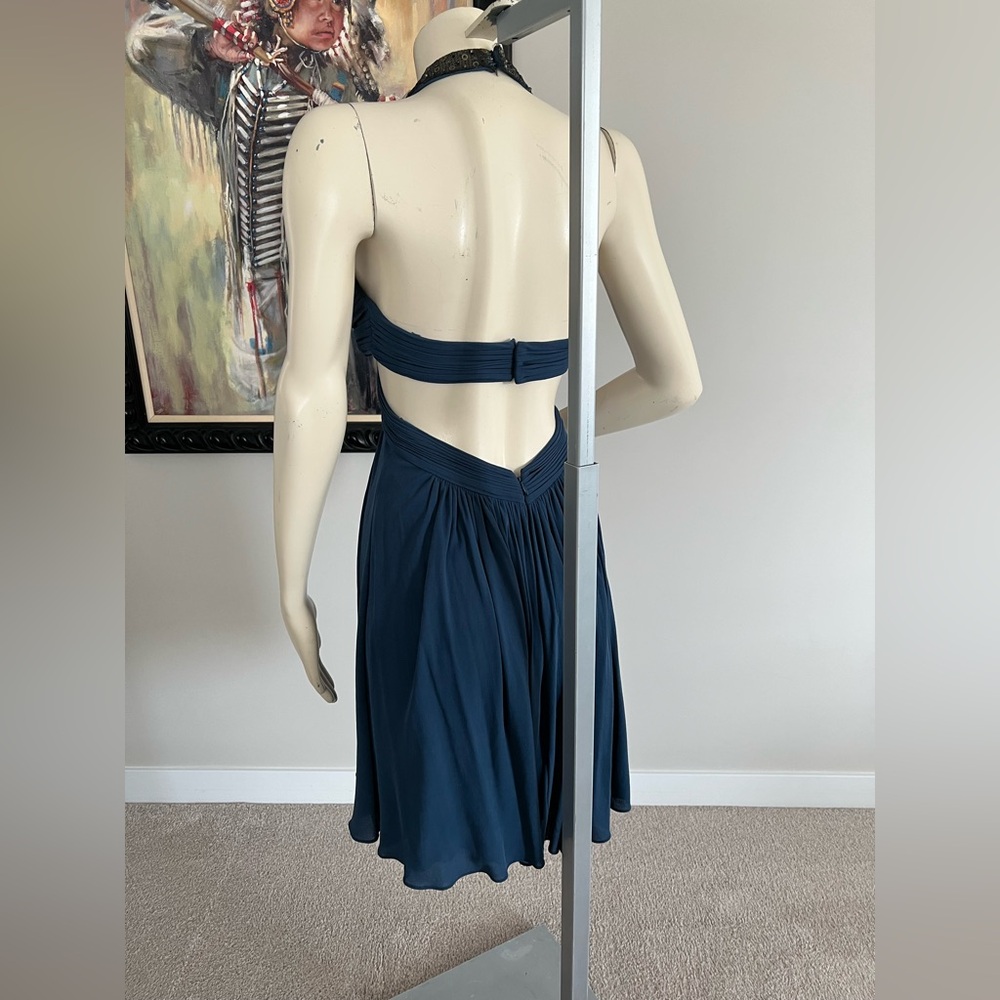 BCBGMAXAZRIA Shea Halter Cutout Cocktail Dress – Navy Blue | Size 0 - Picture 8 of 12